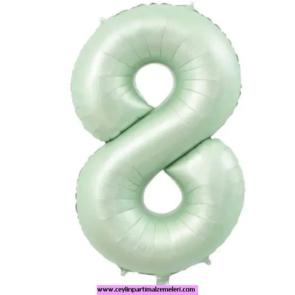 8 Rakam Yeşil Folyo Balon